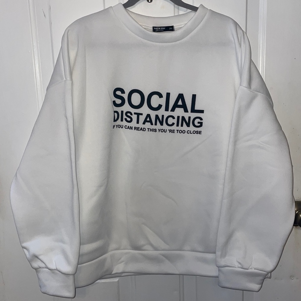 Shein Women’s White Social Distancing Sweatshirt 2XL
